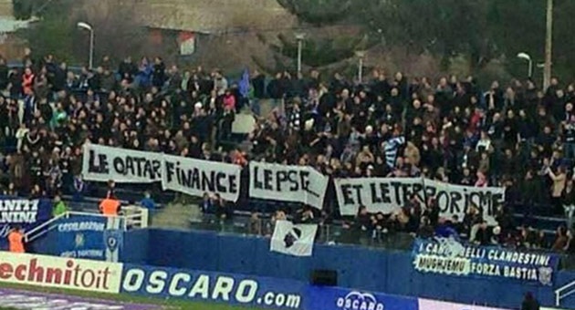 bastia_12_1_630 جماهير باستيا : قطر تمول فريق باري سان جرمان ... والارهاب