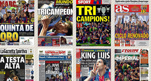 فوز برشلونة بلقب دوري الابطال في عيون الصحافة الاسبانية