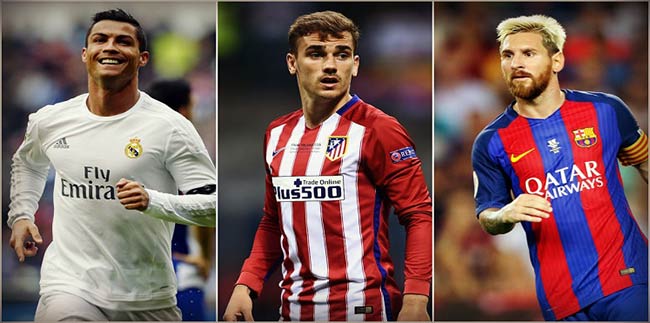 بالفيديو.. رونالدو وميسي وغريزمان المرشحون لجائزة أفضل لاعب في العالم