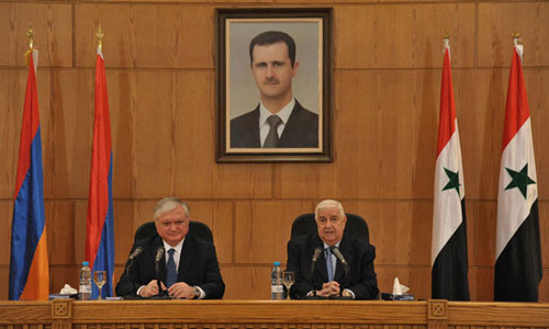 الأسد لوزير خارجية أرمينيا: ما عاناه الشعب الأرميني يعانيه الشعب السوري وبنفس أدوات القتل والإرهاب