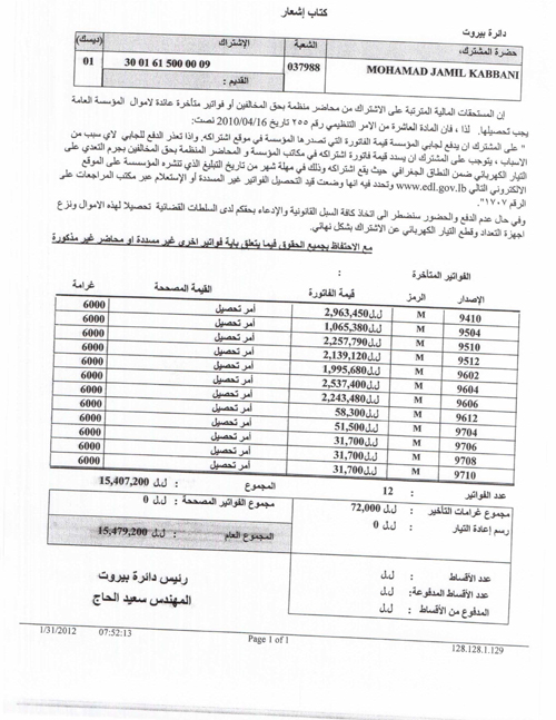 سجال بين نقولا وقباني حول التهرب من دفع فواتير الكهرباء ونقولا يبرز وثائق يعتبرها قباني مزورة