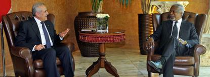 سليمان يبحث مع أنان موضوع المخطوفين اللبنانيين

