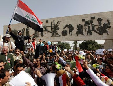 تظاهرة مؤيدة للحكومة العراقية وسط بغداد