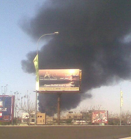 حريق في معمل للبلاستيك في أسواق الخضار في صيدا