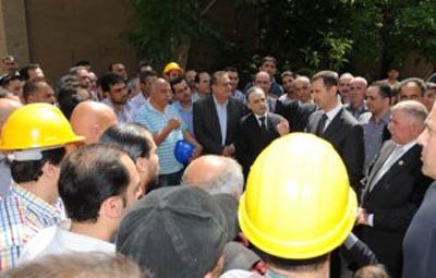 الرئيس الأسد يزور محطة كهرباء الأمويين بدمشق بمناسبة عيد العمال العالمي