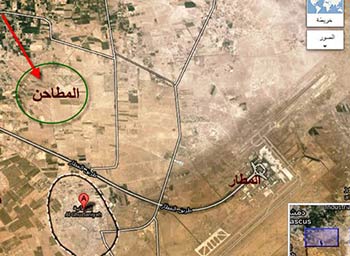خريطة تبين موقع المطاحن المشرف على مطار دمشق الجيش السوري يستعيد ’الغزلانية’بريف دمشق