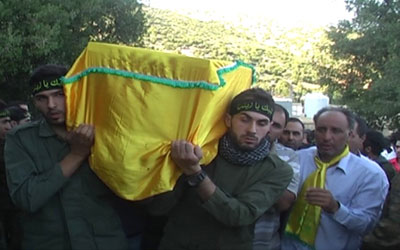 محمولا على أكف الرفاق حزب الله واهالي بلدة الحرفوش شيعوا الشهيد جعفر أحمد مدلج