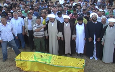 الصلاة على جثمان الشهيد حزب الله واهالي بلدة الحرفوش شيعوا الشهيد جعفر أحمد مدلج