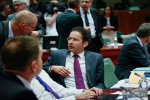 جانب من اجتماع سابق لوزراء مالية دول الاتحاد الاوروبي الاوروبيون يسعون للتقدم نحو قيام اتحاد مصرفي