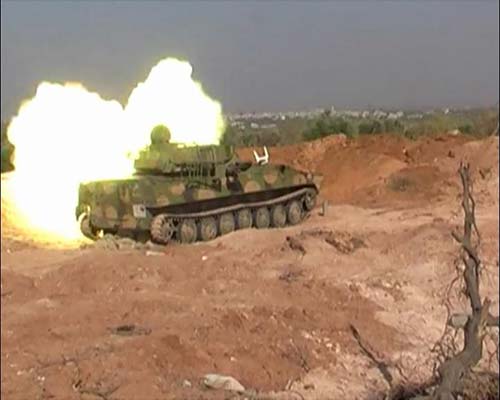 الجيش السوري يتصدى للمسلحين في بلدة معترم بريف ادلب