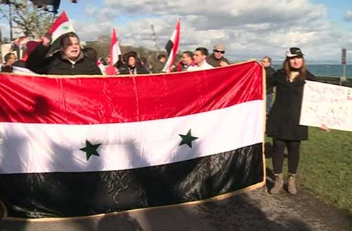 مسيرة داعمة للحكومة السورية في جنيف
