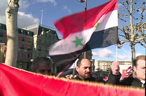 مسيرة داعمة للحكومة السورية في جنيف
