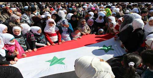 بالصور: تظاهرة مؤيدة للقيادة السورية في منطقة السيدة زينب (ع)