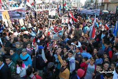 مسيرة في بلدة قطينة والقرى المجاورة بريف حمص تأييدا للجيش السوري