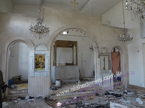 إرهابيو سوريا يعيثون فساداً بكنيسة مار مخايل
