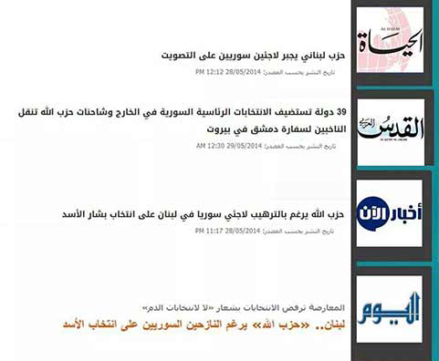 صورة تظهر كيف تعاطى الاعلام السعودي مع انتخابات الرئاسة السورية في لبنان
