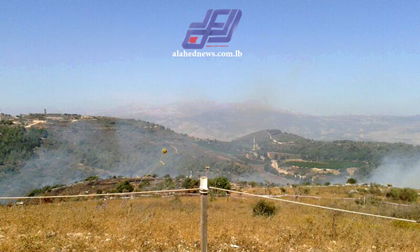 بالصور: حريق على الحدود اللبنانية الفلسطينية