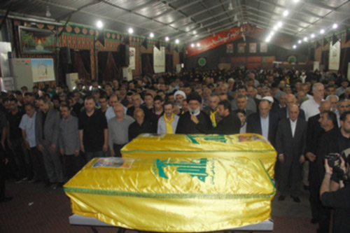 حزب الله يشيع الشهداء رباعي وكعور وطباجة