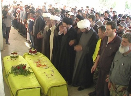 حزب الله شيع شهداء التصدي البطولي ﻻعتداء الجماعات التكفيرية على اﻻراضي اللبنانية