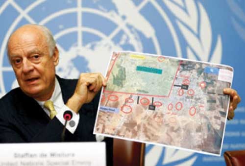 دي ميستورا: دمشق مهتمة باقتراح &rsquo;تجميد&rsquo; القتال في حلب