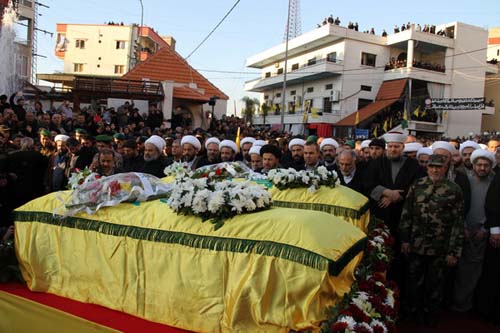 حزب الله وجماهير المقاومة الاسلامية يواصلون تشييع شهداء القنيطرة السورية 