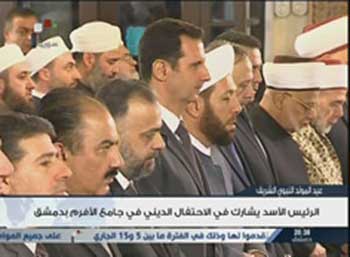 الرئيس الاسد يشارك في احتفال بالمولد النبوى الشريف بدمشق 