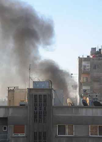 المجموعات المسلحة تقصف الاحياءالسكنية بدمشق 
