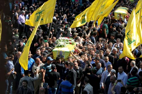 حزب الله شيّع الشهداء طهماز وطاهر وناصرالدين بحضور شعبي حاشد