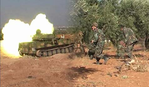 الجيش السوري يتصدى للمسلحين في بلدة معترم بريف ادلب