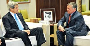 ملك الاردن أبلغ كيري استمرار دعم بلاده لجهود التسوية 