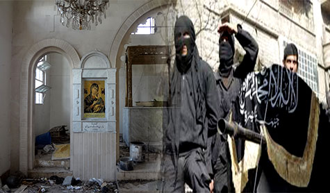 إرهابيو سوريا يعيثون فساداً بكنيسة مار مخايل
