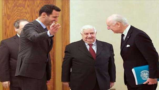 الاسد لدي ميستورا: سوريا حريصة على دعم أي مبادرة لحل الأزمة السورية 