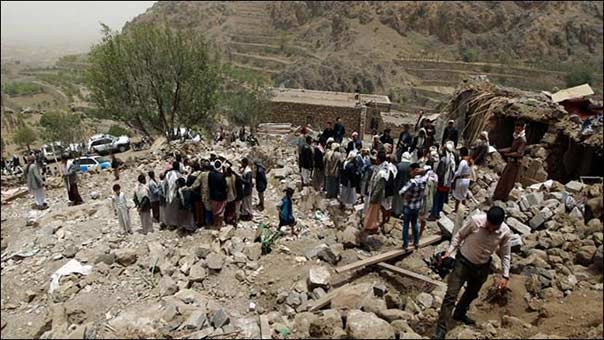 العدوان السعودي : ليلة وحشية في صنعاء تنشر الدمار في كل أحيائها 