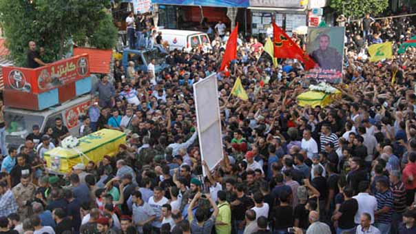 حزب الله وجمهور المقاومة شيعوا الشهيدين المجاهدين رواد محمد المقداد ومحمود سمير ابراهيم