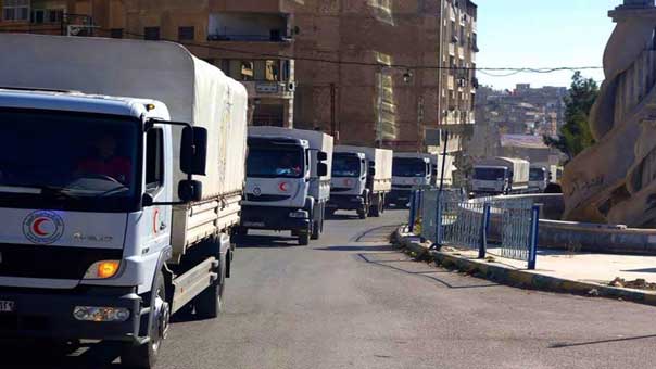 الهلال الأحمر السوري يدخل مساعدات الى مدينة التل بريف دمشق