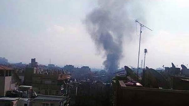 شهداء وجرحى بتفجير ارهابي قرب الشركة العامة للمطاحن في منطقة مساكن برزة بدمشق