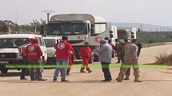 دخول مساعدات غذائية واغاثية إلى بلدتي كفريا والفوعة وبلدة مضايا