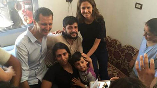 الرئيس الأسد يزور وعائلته عدداً من جرحى الجيش في قراهم بريف حمص