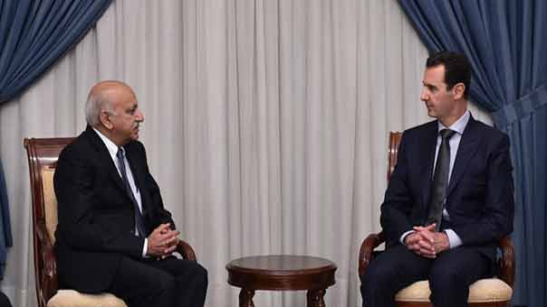  الأسد مستقبلا وزير الخارجية الهندي: السوريون مصممون على المضي في الدفاع عن وطنهم