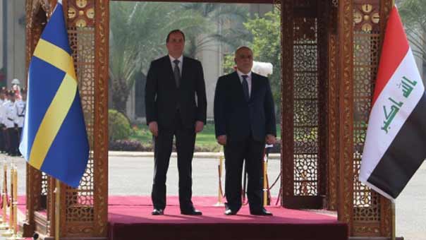 العبادي خلال استقباله نظيره السويدي: نرفض التدخلات الخارجية التي تتجاوز السيادة الوطنية