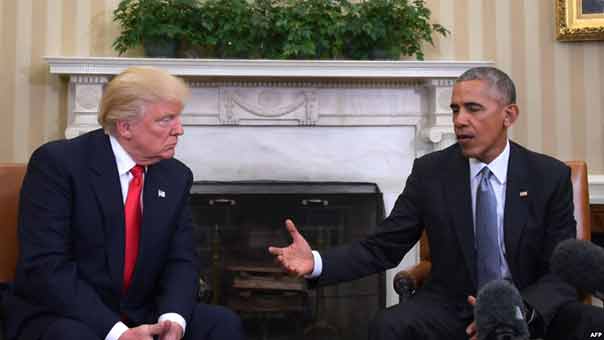  اوباما يستقبل ترامب في البيت الابيض