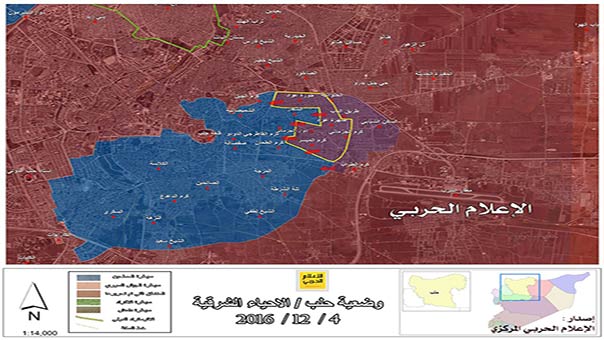 الجيش السوري يواصل تقدمه في حلب الشرقية ويسيطر على المشفى الوطني وعدة أحياء أخرى 