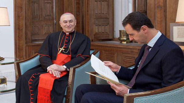 بابا الفاتيكان في رسالة إلى الأسد: ندين كل أشكال التطرف والإرهاب وندعو لوضع حد للحرب في سوريا وعودة السلام