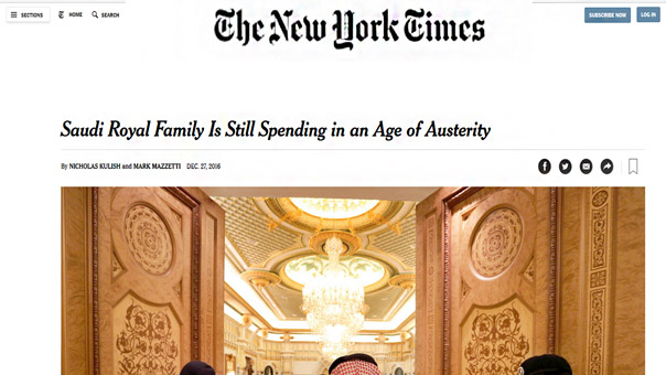 &rsquo;نيويورك تايمز&rsquo;: ترف امراء السعودية في زمن التقشف