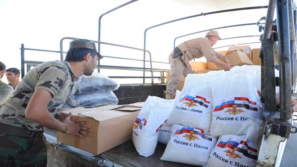 4 أطنان من المساعدات الإنسانية الروسية لسكان حلب ودير الزور