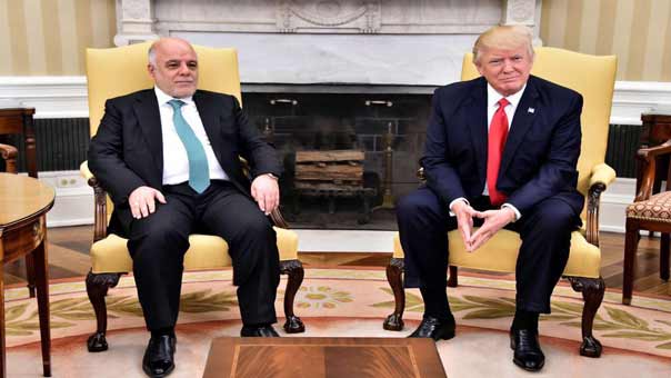 العبادي يبحث مع ترامب اطر التعاون في المجالات السياسية والاقتصادية والثقافية والحرب على داعش