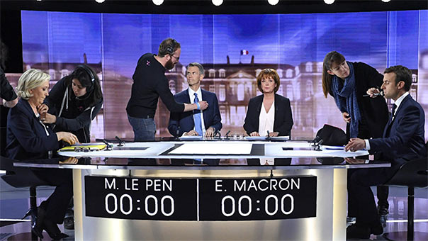 مناظرة فرنسية رئاسية بالمدفعية الثقيلة.. اتهامات لماكرون بالتغاضي عن الارهاب وللوبان بجلب الحرب الاهلية