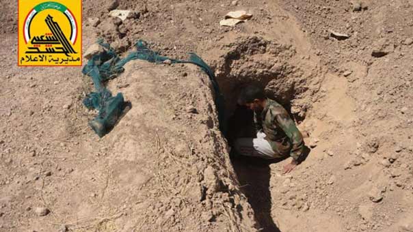  بالصور.. الحشد الشعبي يعثر على انفاق لـ&rdquo;داعش&rdquo; جنوب القيروان