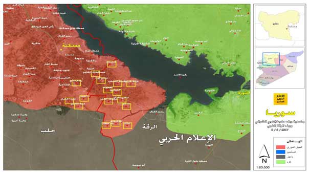 الجيش السوري وحلفاؤه يسيطرون على 37 بلدة ومزرعة في ريف حلب الجنوبي الشرقي وريف الرقة الغربي