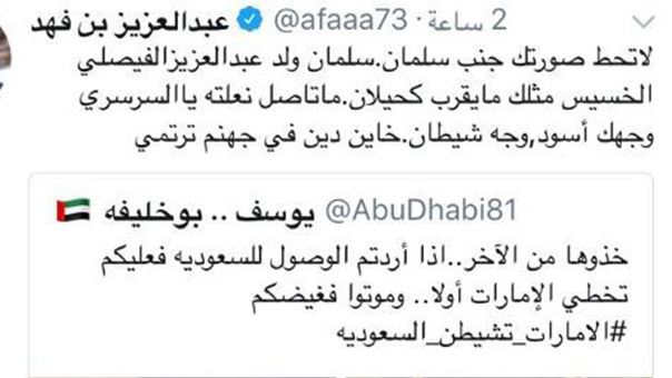 نجل الملك فهد يشتم وليّ عهد أبو ظبي